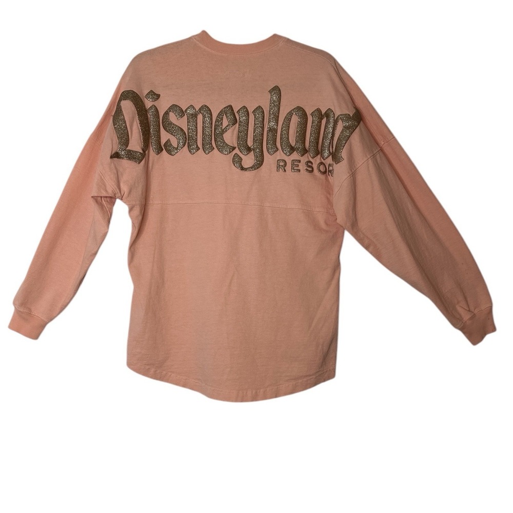 Disney Parks Spirit Jersey Disneyland Resort Size XS Pink Gold Glitter Spell Out